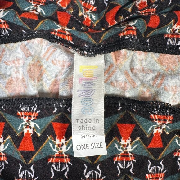 LuLaRoe BUGS Beetles Scarabs Black Red Gray Green Leggings One Size OS new - Picture 3 of 6